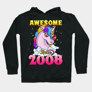 Funny Awesome Unicorn Since 2008 Cute Gift Hoodie